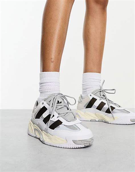 adidas originals niteball trainers in off white with black detail|adidas niteball women's shoes.